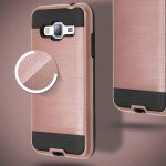 Wholesale Samsung Galaxy J7 (2015) Iron Shield Hybrid Case (Rose Gold)